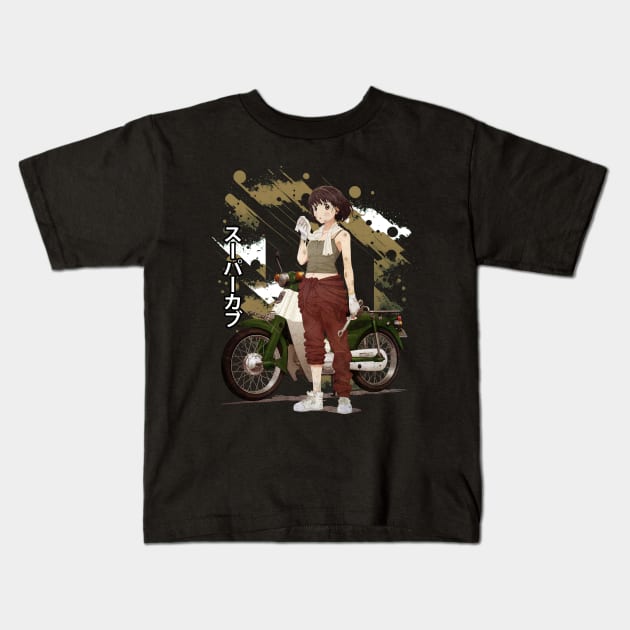 Riding into Serenity Super Cub Fan Tee Capturing the Novel's Reflective Moments Kids T-Shirt by skeleton sitting chained